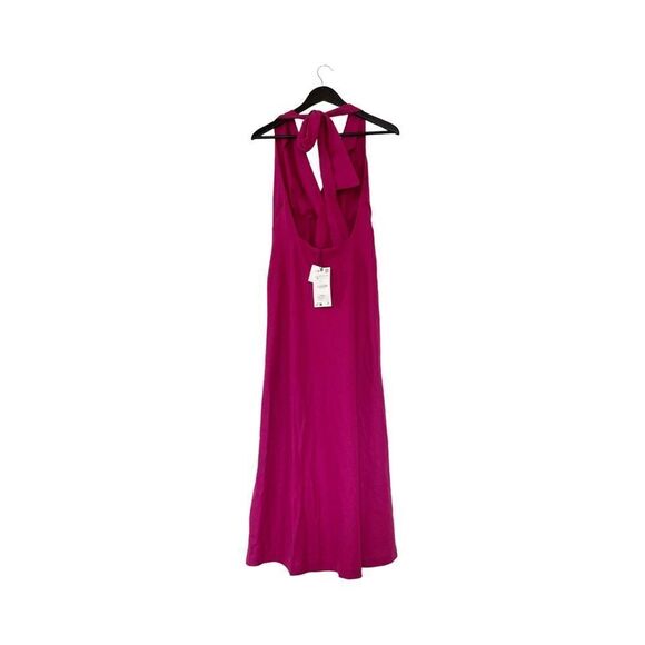 Zara Fushia Purple Linen Blend Halter Maxi Summer Party Wedding Dress - Picture 5 of 16